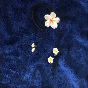 Hawaiian Earrings, Bobby pins, and Hair-tie